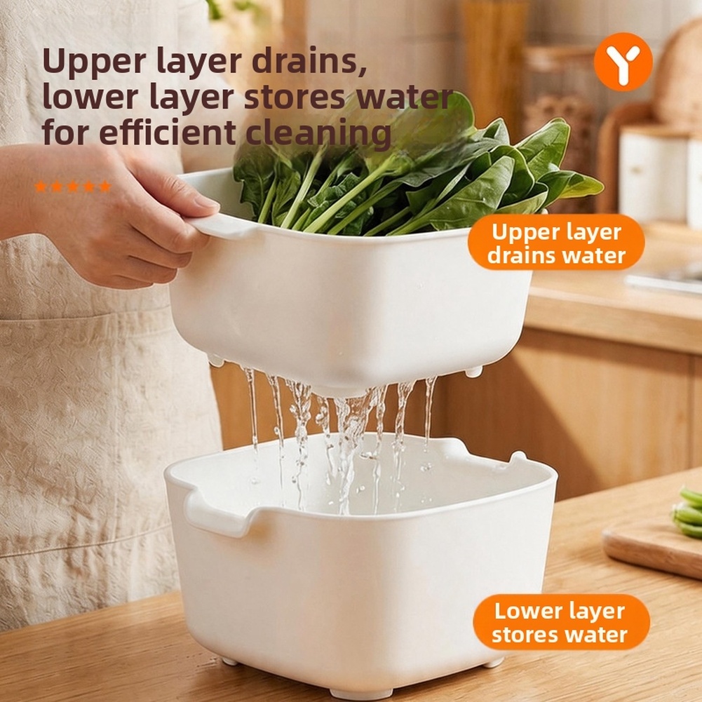 Kitchen Gadgets Organizer - FoodGrade Afvoermand met twee niveaus Holle