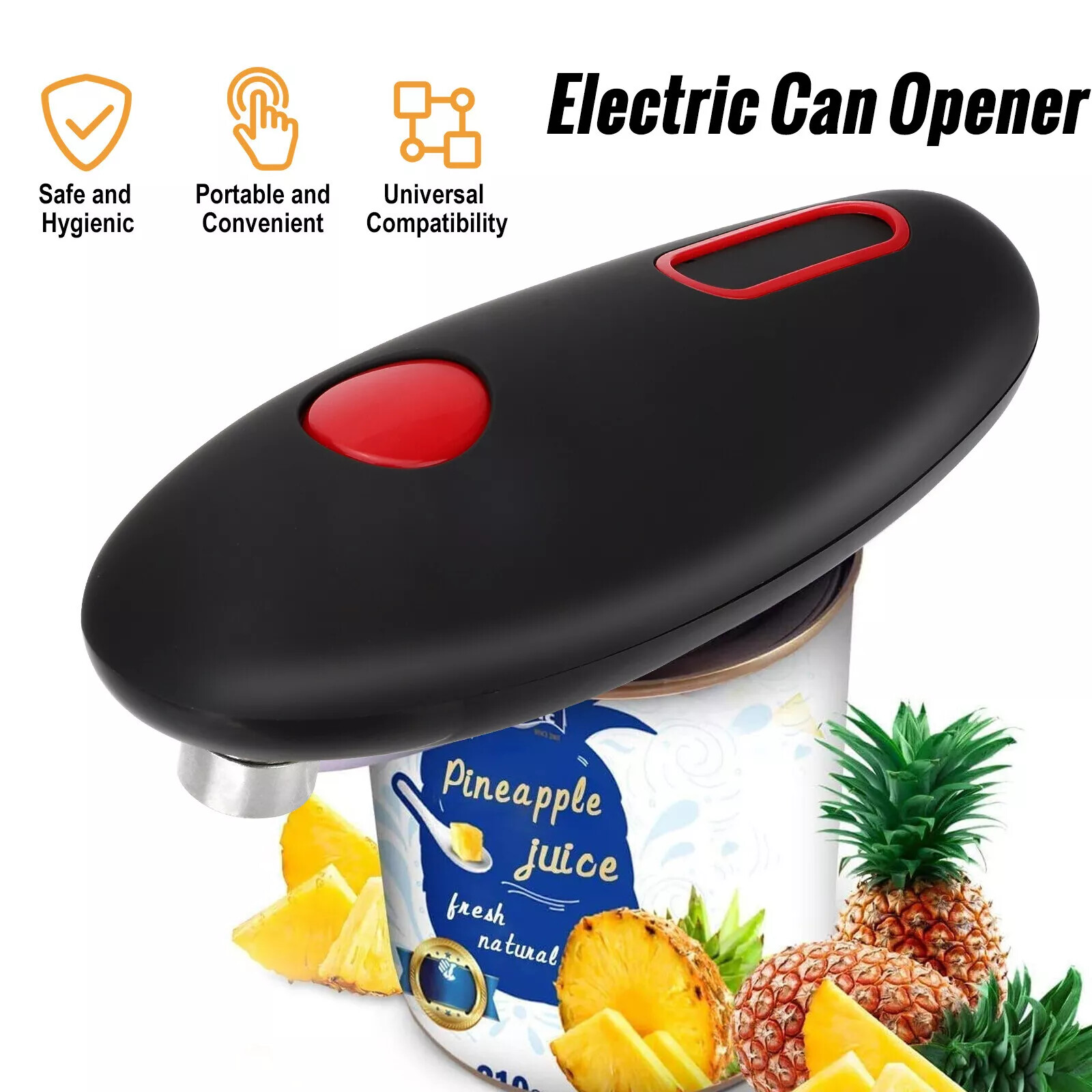 Electric Can Opener - Elektrische commerciële blikopener met gladde rand,