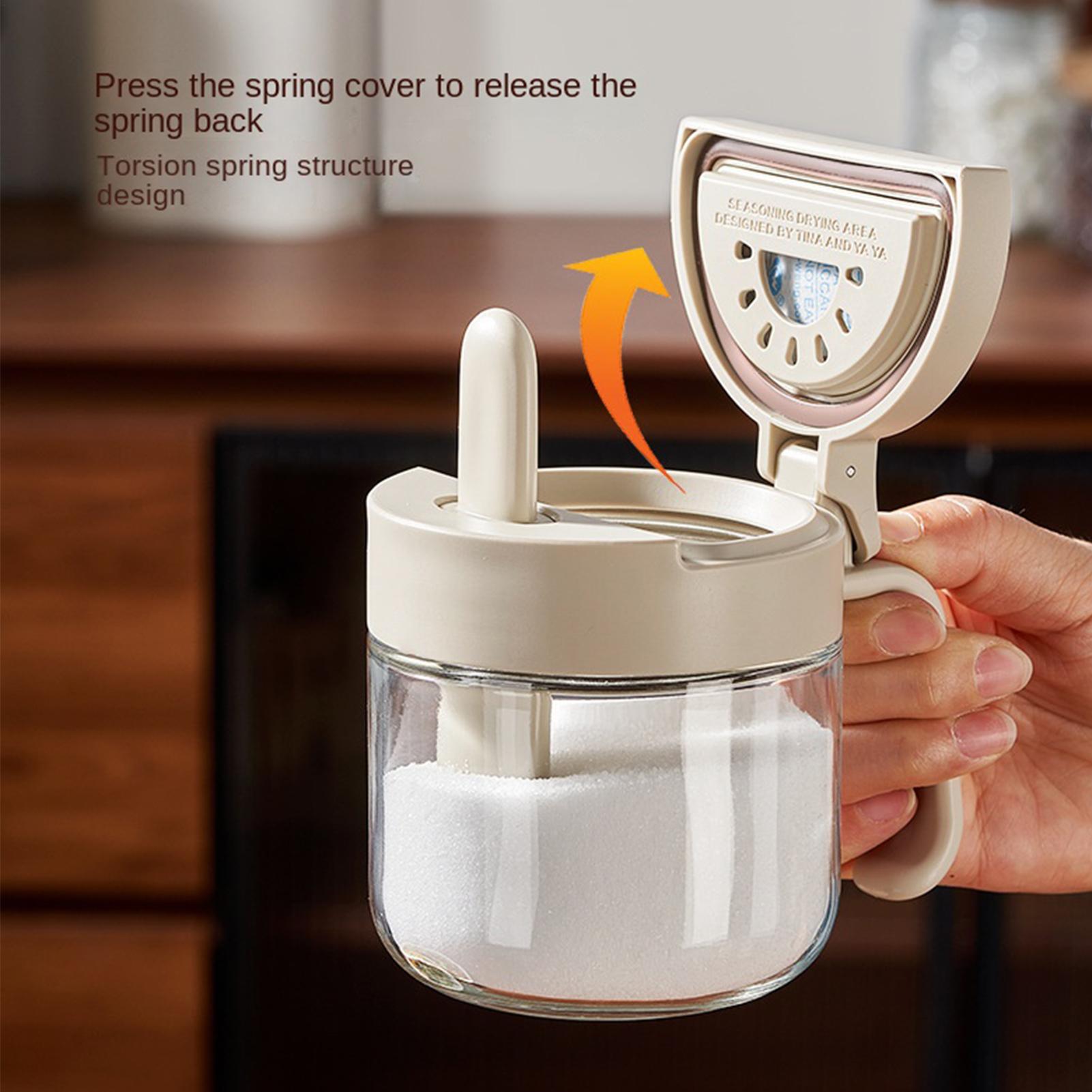 Kitchen Gadgets Organizer - Kruidenpotje Lekvrije zoutopslag met lepel Keukenkruidenpotje
